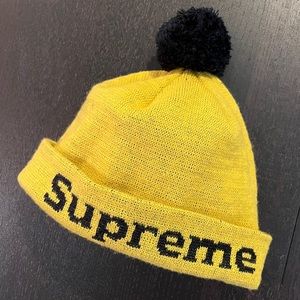 Supreme NYC *Rare* Soda Beanie Yellow & Black Pom Pom special toque 🤠